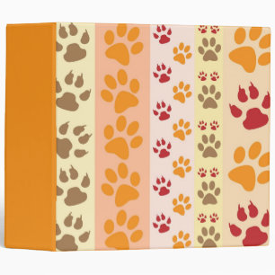 Cute Animal Paw Prints Pattern in Natural Colours Binder