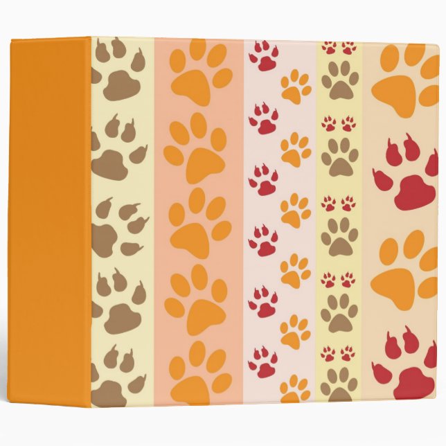 Cute Animal Paw Prints Pattern in Natural Colours Binder (Front/Spine)