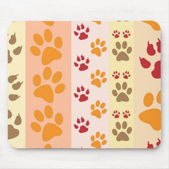 Cute Animal Paw Prints Pattern in Natural Colours Mouse Pad (Front)