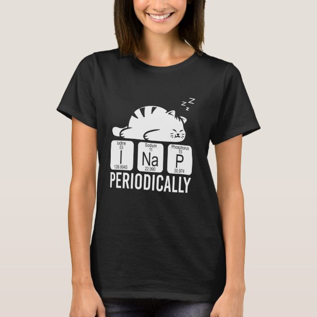 Cute Animal Periodic Table Funny Chemist Cat Chemi T-Shirt (Front)