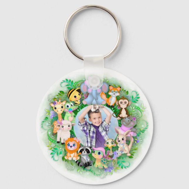 Cute Animal Photo Frame  Keychain (Front)
