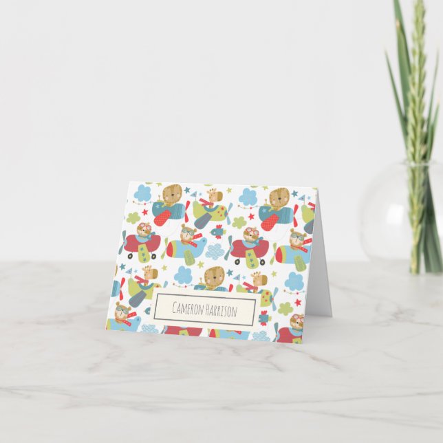 Cute Animal Pilote Avions Volant Motif Whimsical (Devant)