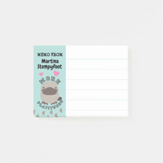 Cute animal platypus footprints pun post-its post-it notes