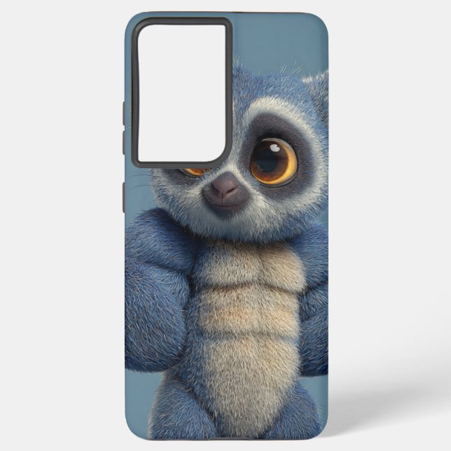 Cute Animal Samsung Case – Blue Loris Illustration (Back)