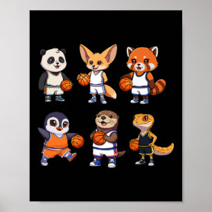 Cute Animal Sketll Team Sports Cartoon Design Poster