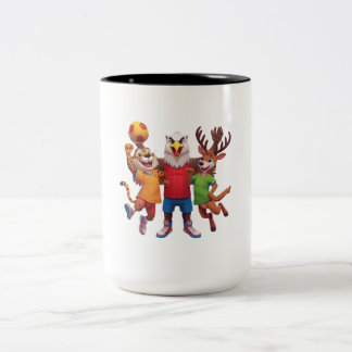 Cute Animal Sports Team Mascot Cartoon Design Two-Tone Coffee Mug
