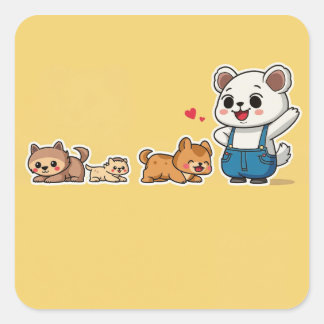 Cute Animal Square Sticker