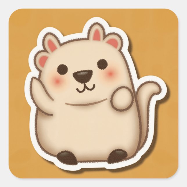 Cute Animal Square Sticker (Front)
