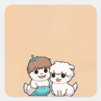 Cute Animal Square Sticker
