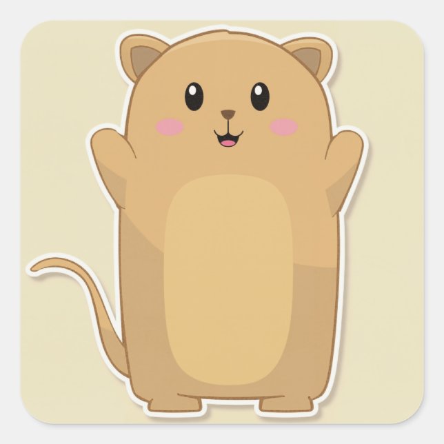 Cute Animal Square Sticker (Front)
