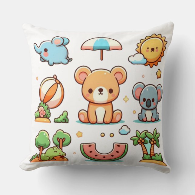 Cute Animal Throw Pillow for Cozy Spaces (Front)