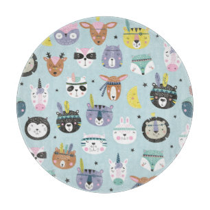 Cute Animal Tribal: Boho Pattern Cutting Board