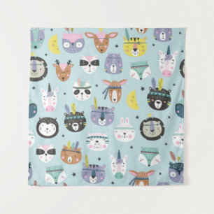 Cute Animal Tribal: Boho Pattern Tapestry