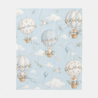 Cute Animals Air Balloon Nursery I Kids Fleece Blanket