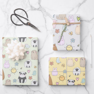 Cute Animals and Birds Pattern Wrapping Paper Baby