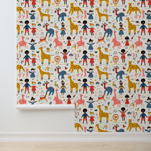 Cute animals and kids  wallpaper