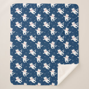 Cute Animals Astronauts Sherpa Blanket