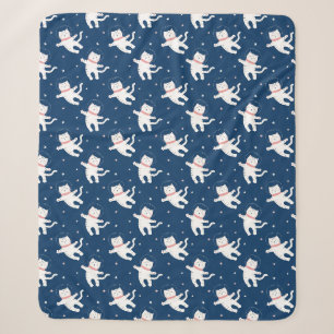Cute Animals Astronauts Sherpa Blanket