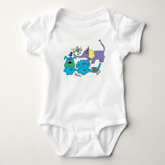 Cute animals baby bodysuit (Front)