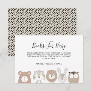 Cute Animals Baby Shower Bring A Book Request Card