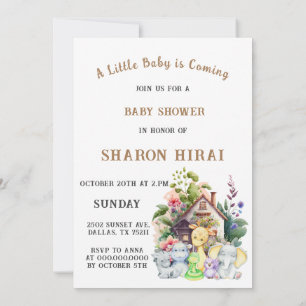 Cute Animals Baby Shower Invitation   White