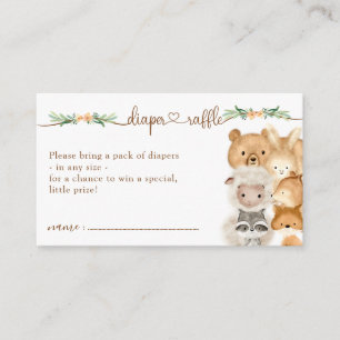 Cute Animals Baby Shower New Mommy Diaper Raffle Enclosure Card