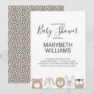 Cute Animals Baby Shower Party Invitation Card