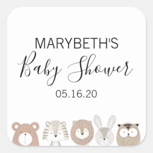 Cute Animals Baby Shower Stickers