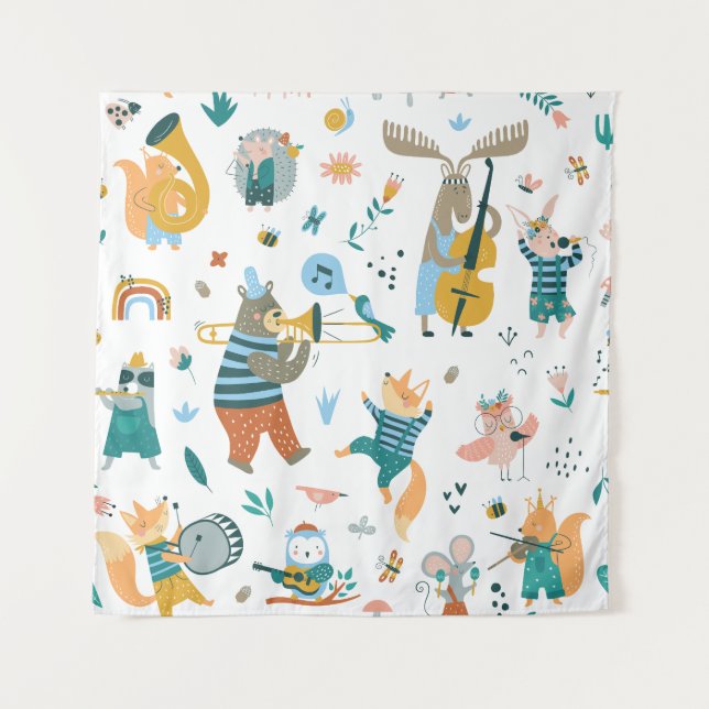 Cute Animals Band Tapestry (Front)