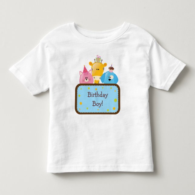 Cute Animals Birthday Boy Customizable Toddler T-shirt (Front)