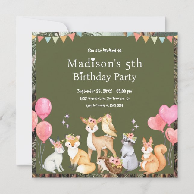 Cute Animals Birthday Invitation (Front)