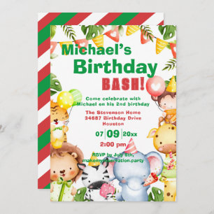Cute Animals Birthday Party Invitation