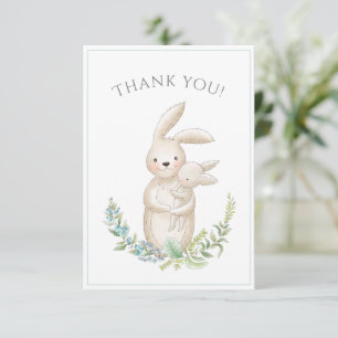 Cute Animals Bunny Green Baby Shower Thank You Card