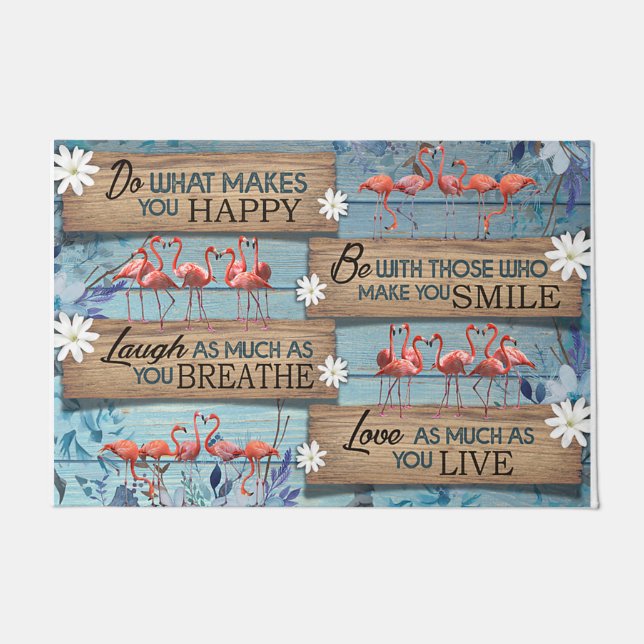 Cute Animals Doormat, Summertime Flamingo  Doormat (Front)
