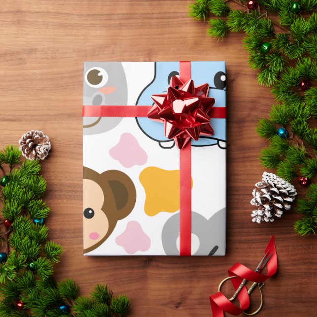 Cute Animals Face Wrapping Paper (Holiday Gift)