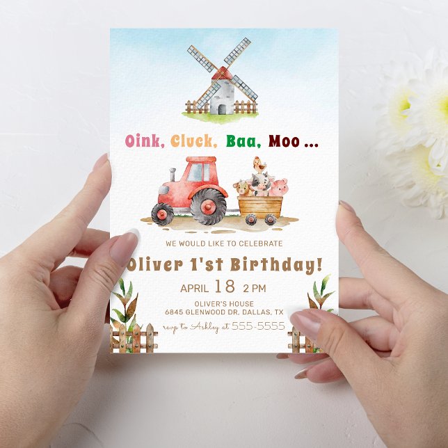 Cute Animals Farm Birthday Party Invitation (Creator Uploaded)