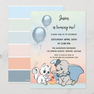 Cute Animals First Birthday Invitation