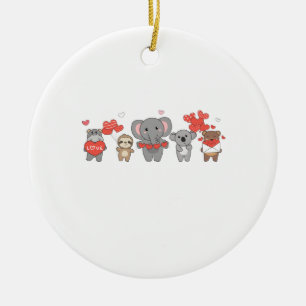 Cute Animals For Valentine's Day For Animal Lovers Ceramic Ornament