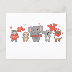 Cute Animals For Valentine's Day For Animal Lovers Postcard