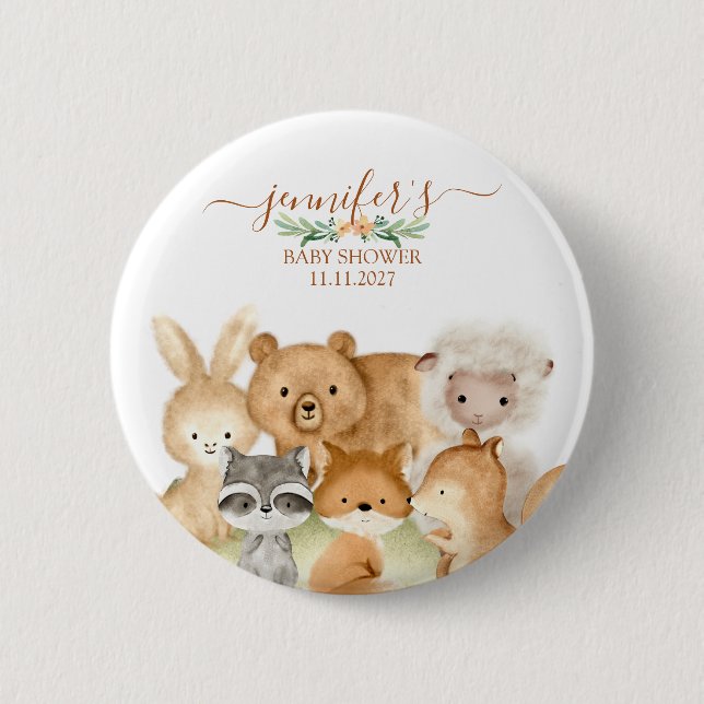 Cute Animals Forest Woodland 2 Inch Round Button (Front)