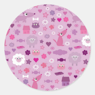 Cute Animals & Fun Stuff For Girls Lilac Stickers