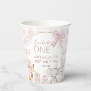 Cute Animals Fun To Be One 1st Birthday Pink Paper Cups
