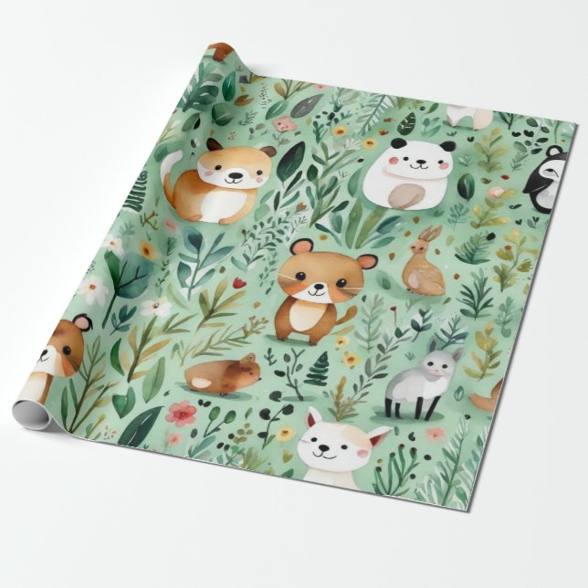 Cute animals gift ideas Wrapping Paper (Unrolled)