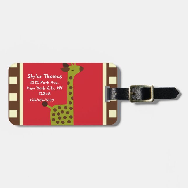Cute Animals Giraffe Luggage Tag (Front Horizontal)