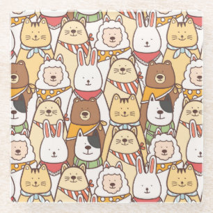 Cute Animals Glass Coaster