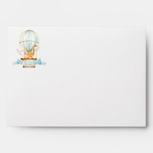 Cute Animals Hot Air Balloon 1st Birthday Baptism Envelope