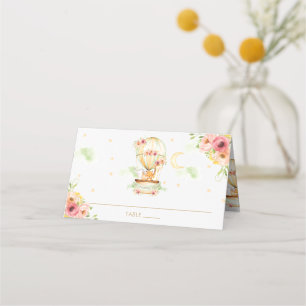 Cute Animals Hot Air Balloon Baby Shower Birthday  Place Card