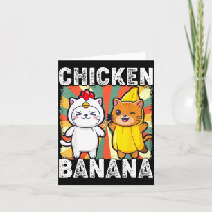 Cute Animals In Chicken And Banana Costumes Kawaii Card
