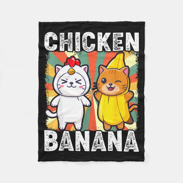 Cute Animals In Chicken And Banana Costumes Kawaii Fleece Blanket (Front)