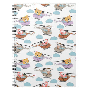 Cute Animals In Helicopter Pattern Notebook